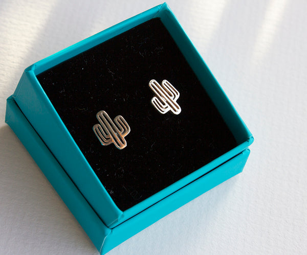 Silver Cactus Stud Earrings