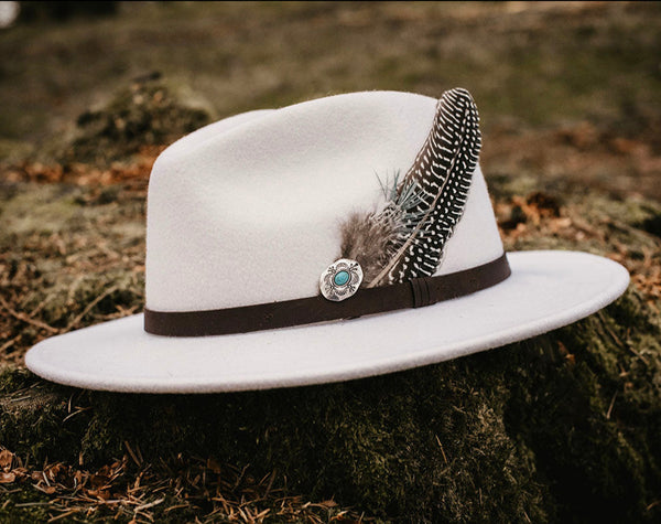 White & Turquoise Fedora Hat