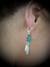 Turquoise Double Feather Drop Earrings