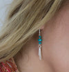 Turquoise Double Feather Drop Earrings
