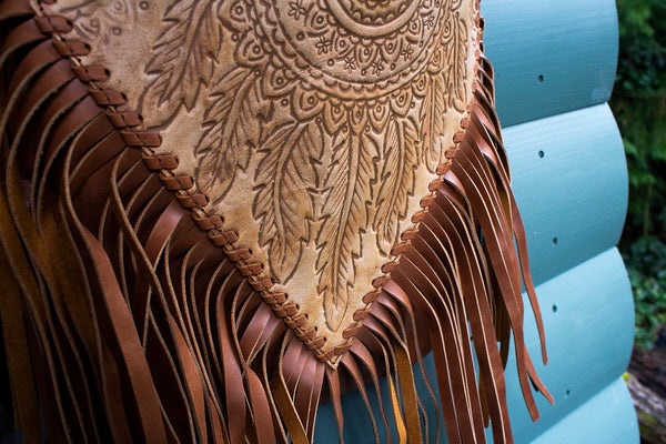 Feather Leather Fringe Bag