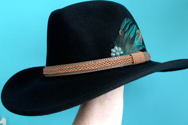Black /Peacock Blue Stetson Hat - Boho Buffalo Accessories