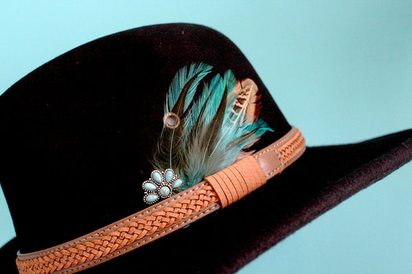 Black /Peacock Blue Stetson Hat - Boho Buffalo Accessories