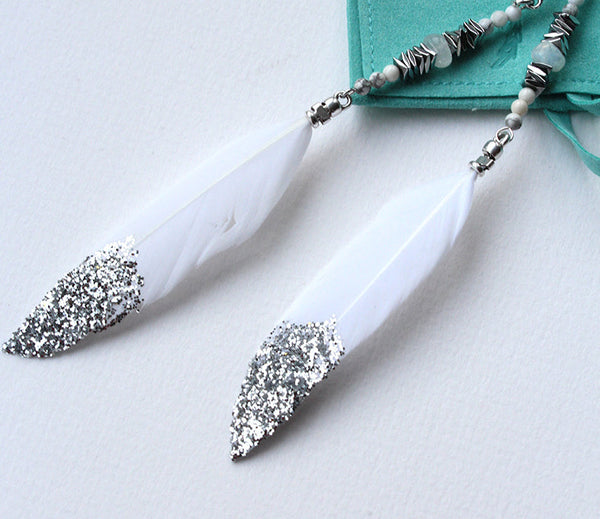 White Feather earrings