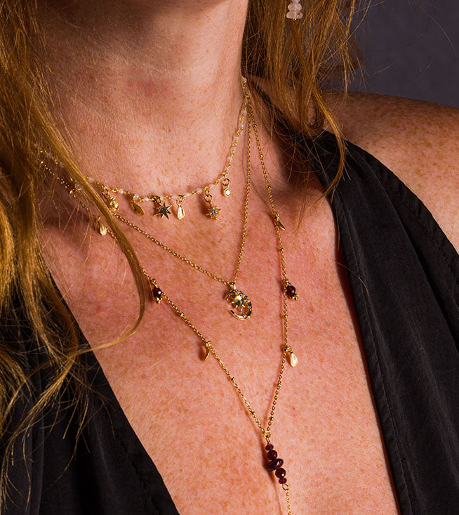 Layered gold plated necklace