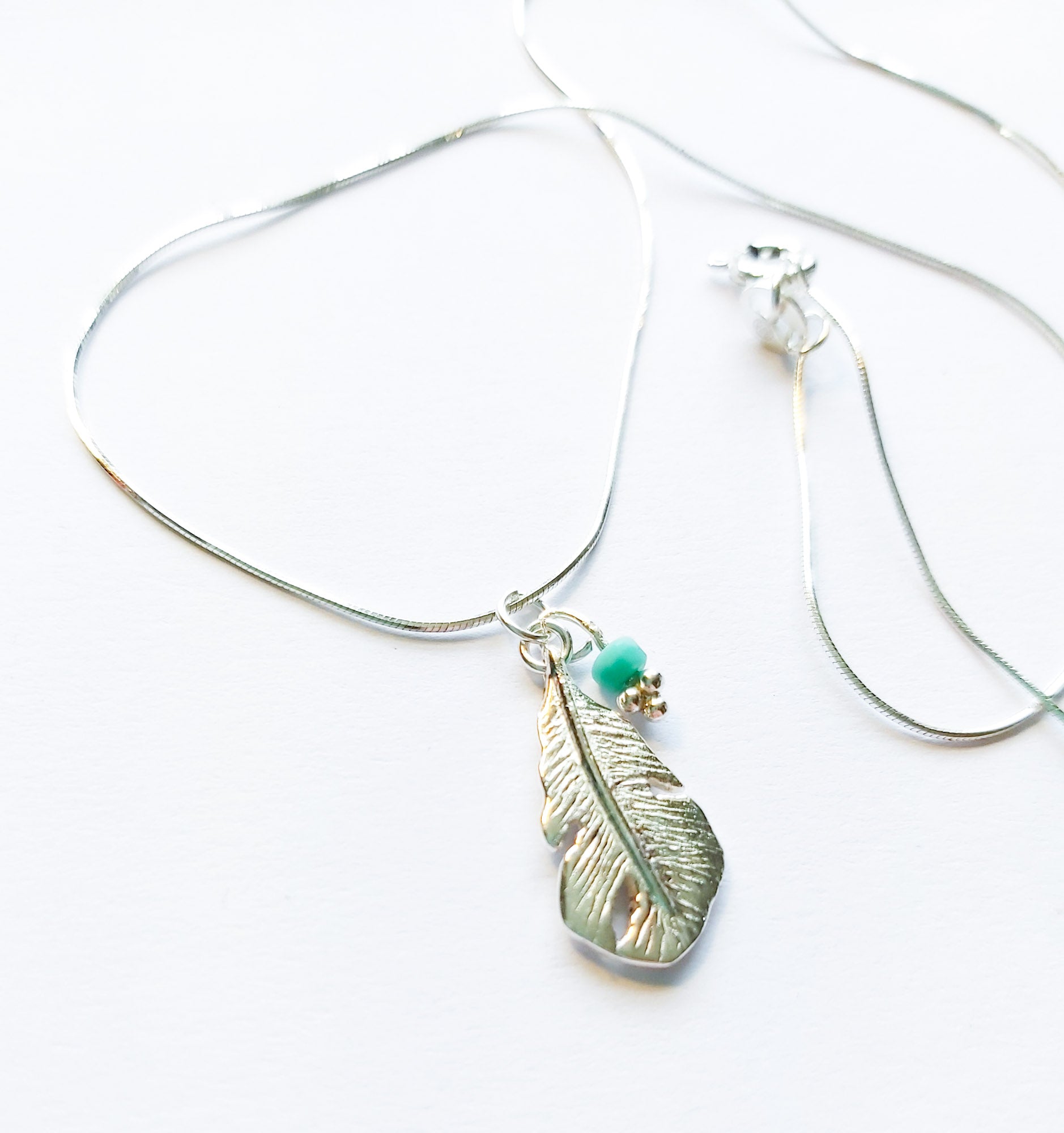 Silver Feather Necklace - Boho Buffalo Accessories