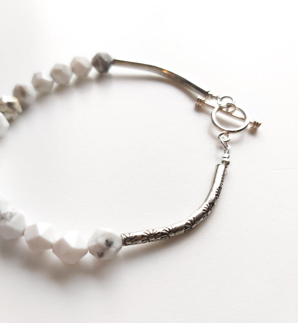 White Howlite Silver Bracelet - Boho Buffalo Accessories