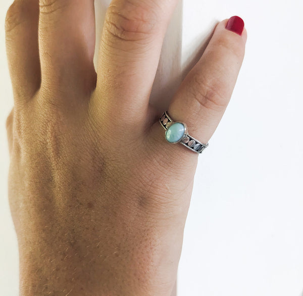 Turquoise Mirror Disc Ring