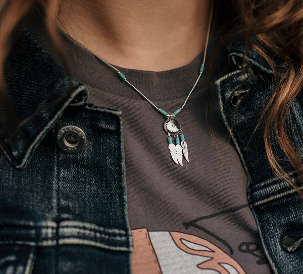 Tripple Feather Pendant Necklace - Boho Buffalo Accessories
