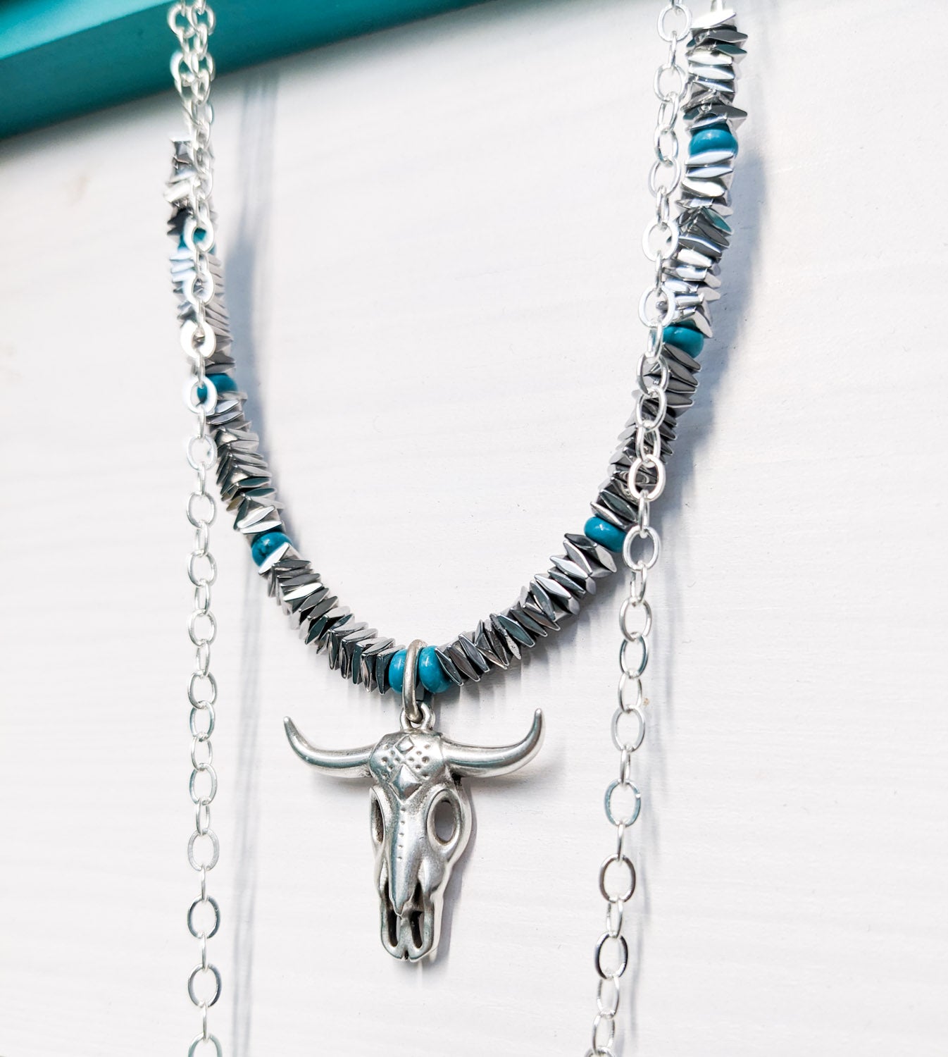 Larimar Buffalo Layer Necklace