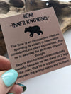 Displayed text on card reads: The Bear is an introspective creature spending its winters in hibernation considering the years experiences, thus he is awarded the attributes of great thought. Bear is also considered exceptionally powerful because he can stand on 2 legs like man, thus he is a goof mediator between the animal spirits and humans 
