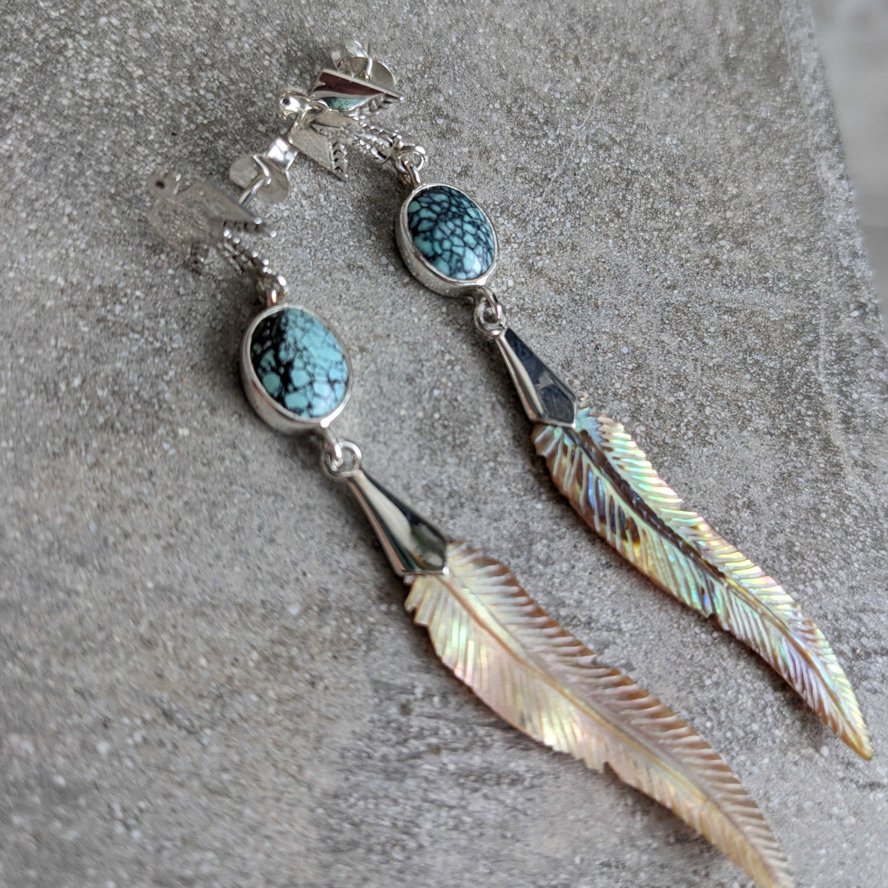 Eagle Feather Shell Drop Earrings