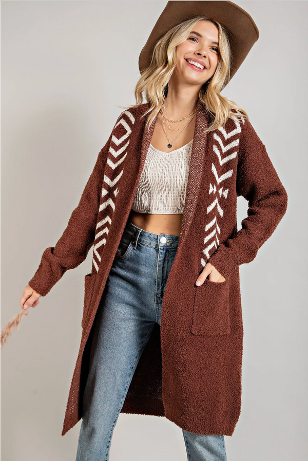 Plus Size Mocha Longhorn Cardigan