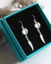 Silver Slim Glass Feather Earrings - Boho Buffalo Accessories