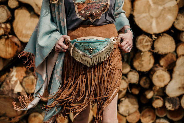 Tan Fringe Suede Skirt