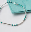 Silver & Turquoise Beaded Stretch Bracelet